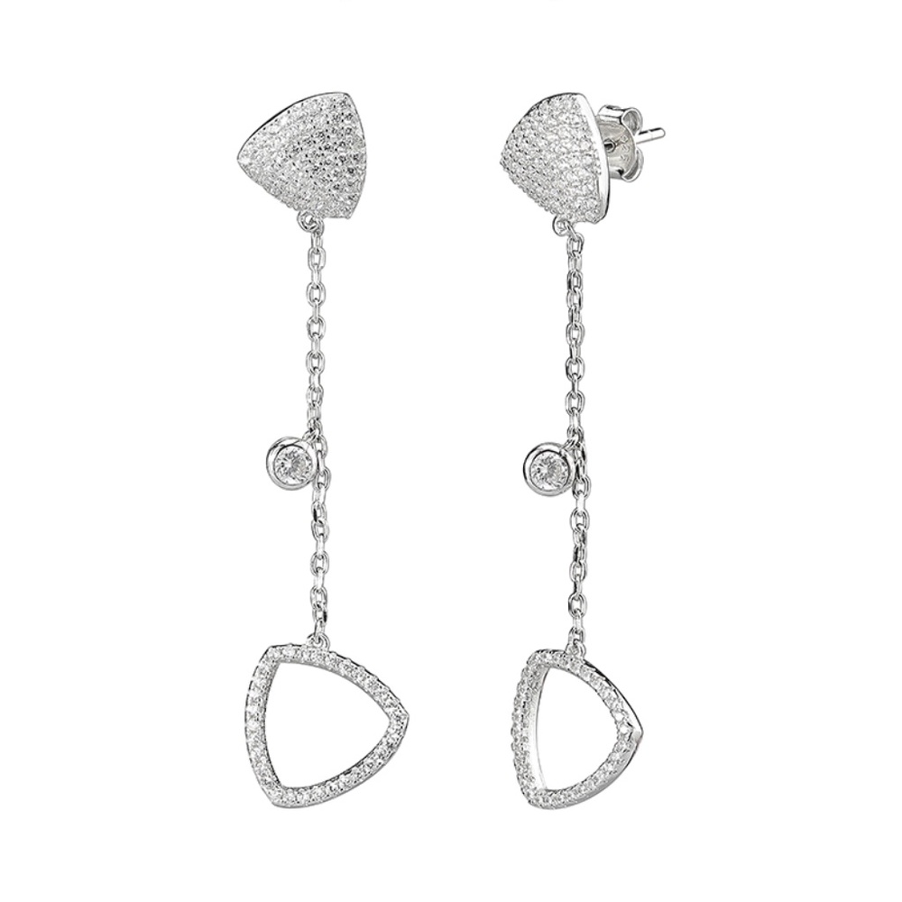 Sterling Silver Geometric Drop & Dangle Earrings with CZ